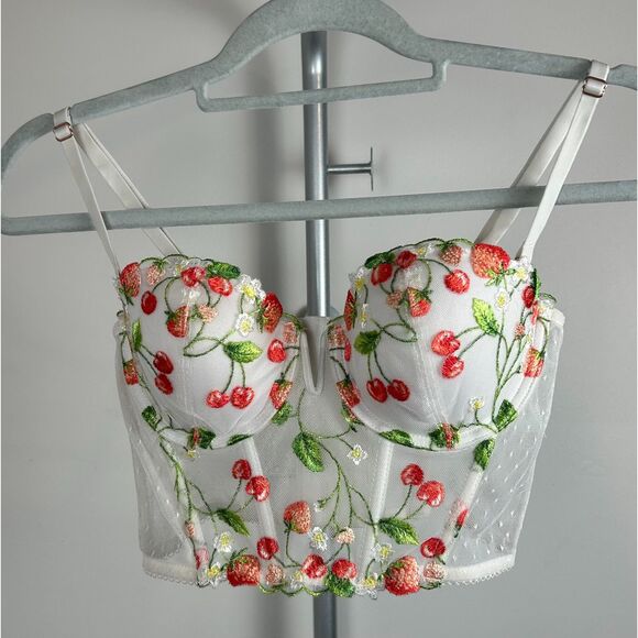Victoria's Secret Strawberry Cherry Bustier Bra Corset Dream Angels XS/S - Picture 1 of 4